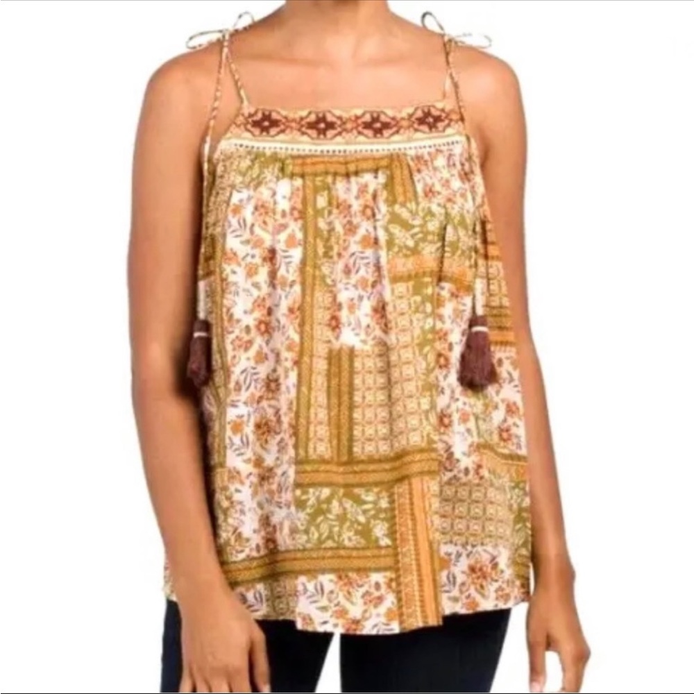 Nicole Miller Bohemian Tassel Spaghetti Strap Top